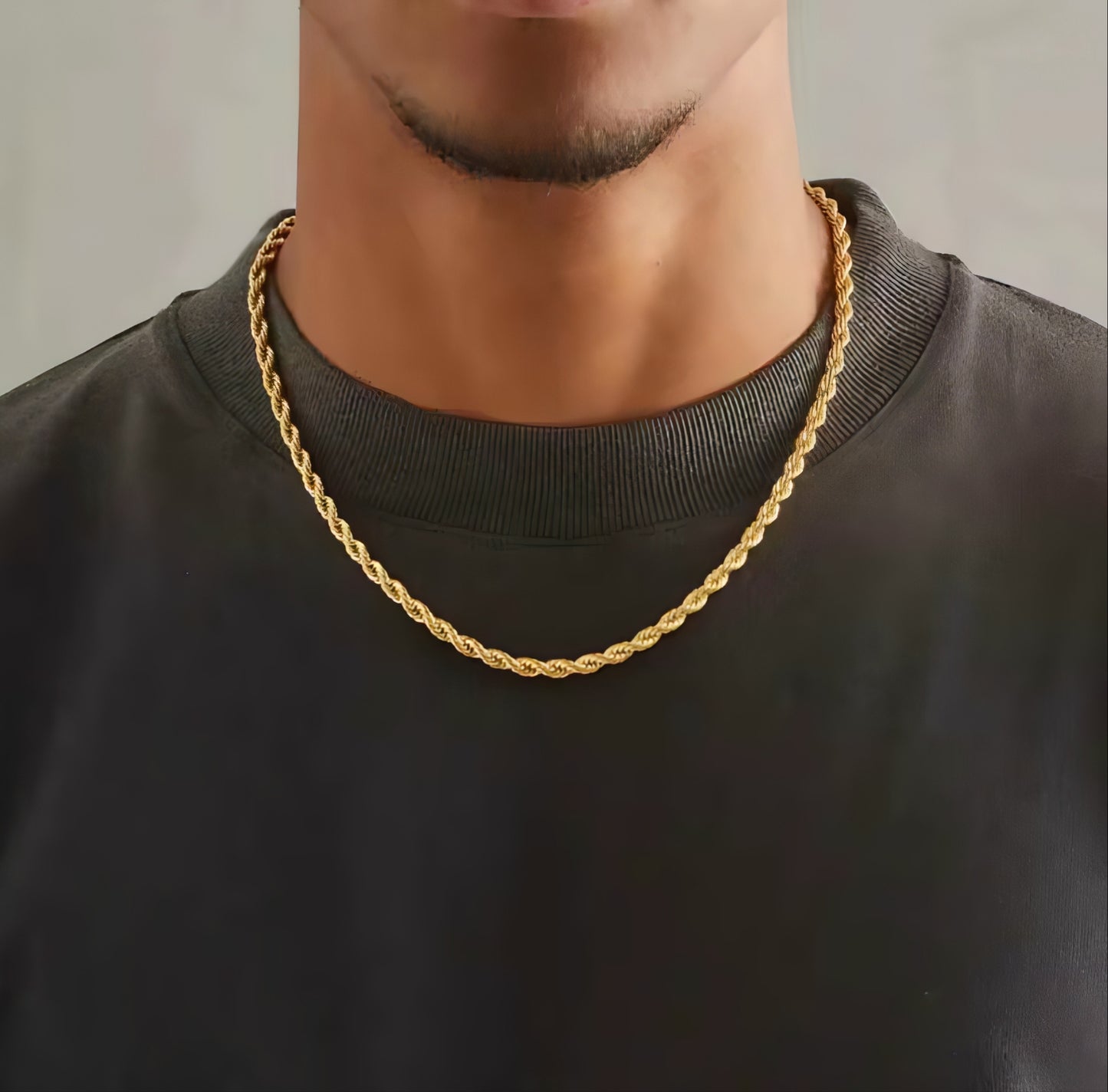 18K Gold Twisted Chain, Hip Hop Punk Necklace for All