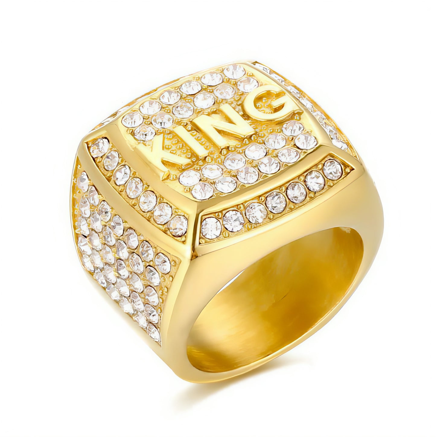 Titanium Steel Gold-Plated Diamond Ring