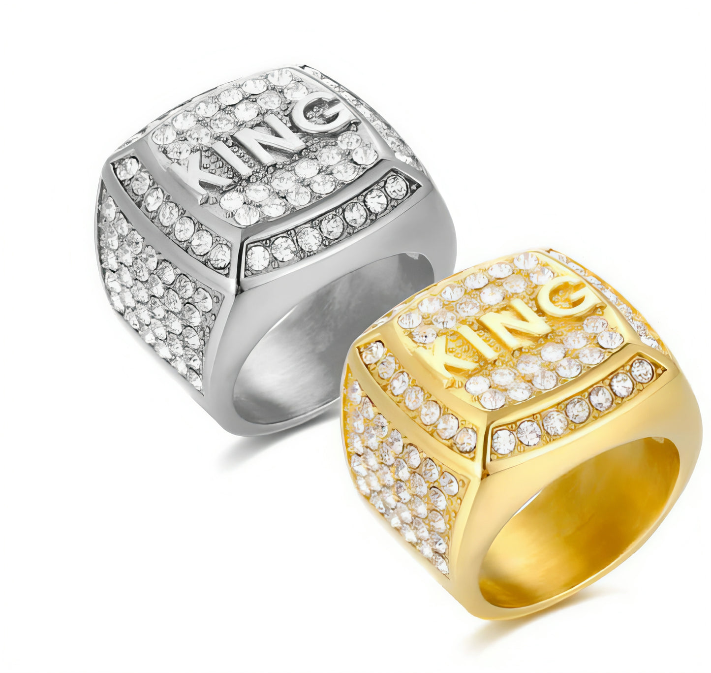 Titanium Steel Gold-Plated Diamond Ring