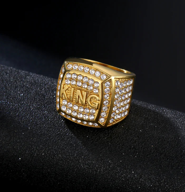 Titanium Steel Gold-Plated Diamond Ring