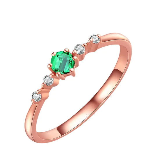Emerald Plated 18K Rose Gold Ring