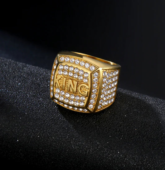 Titanium Steel Gold-Plated Diamond Ring
